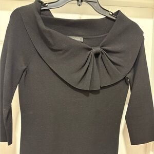 White House Black Market Elegant Black Top with Bow Detail size Small